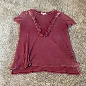 Treasure & Bond burgundy short sleeve top size Large